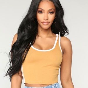 Bozzolo mustered yellow cropped tank top